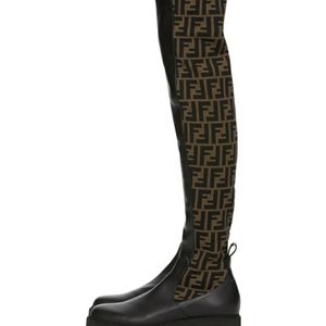 AUTHENTIC FENDI LOGO OVER THE KNEE BOOTS